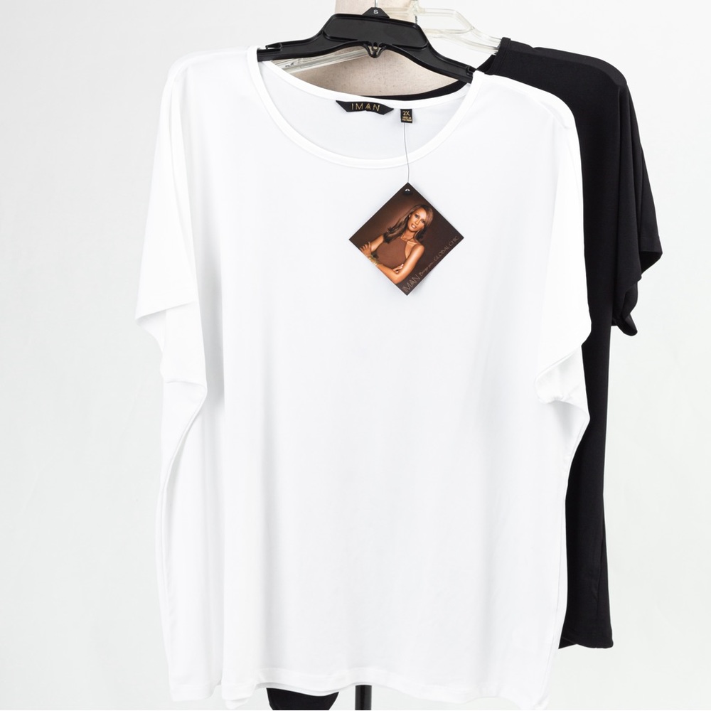 Classic timeless clean t-shirt 2 pack black & white Iman City Chic 2X